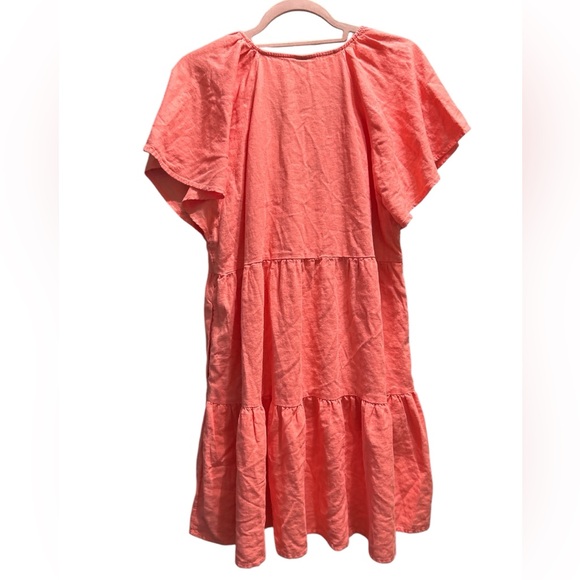 Universal Thread coral pink Women's Flutter Short Sleeve Mini Skater Dress - Picture 6 of 6